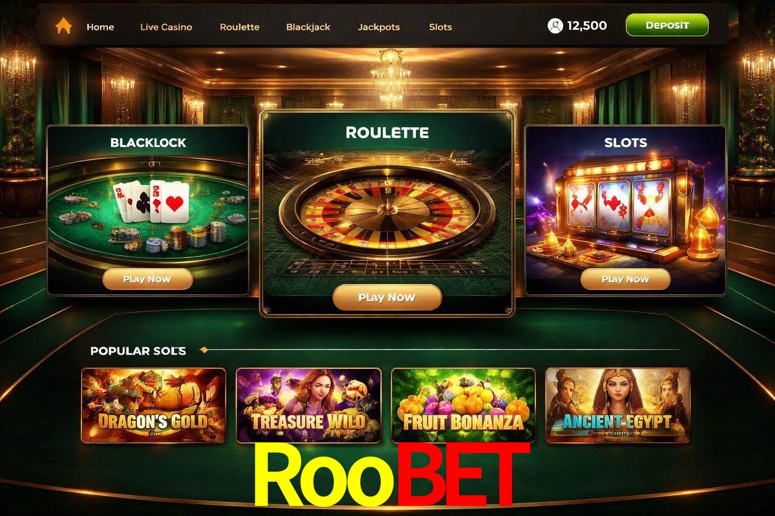 Vista de la plataforma Roobet Casino mostrando categorías organizadas de juegos en línea